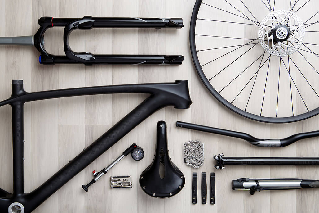 Parts of a bicycle separated