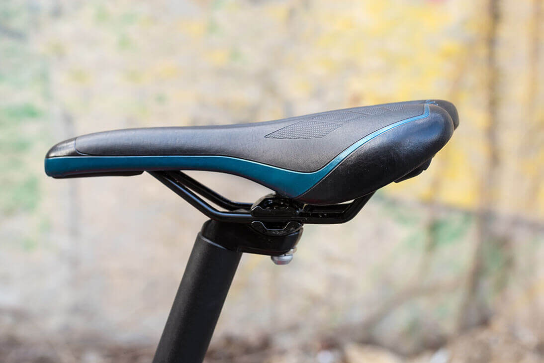 A close up of a bike seat post