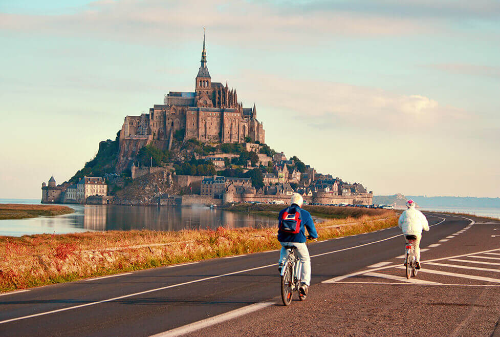 A cyclist biking in France